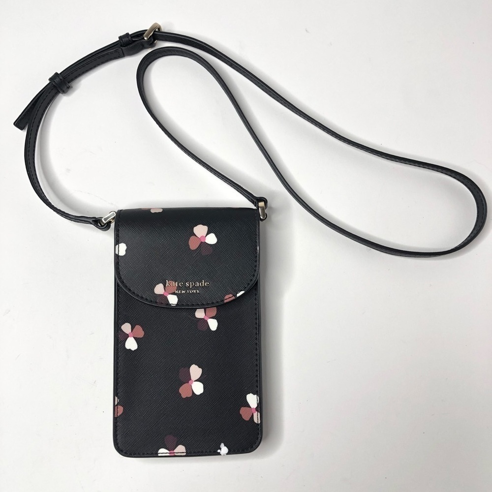 RARE Kate Spade Cameron Dusk Buds Floral Dusty Pink Flap Phone Crossbody Bag